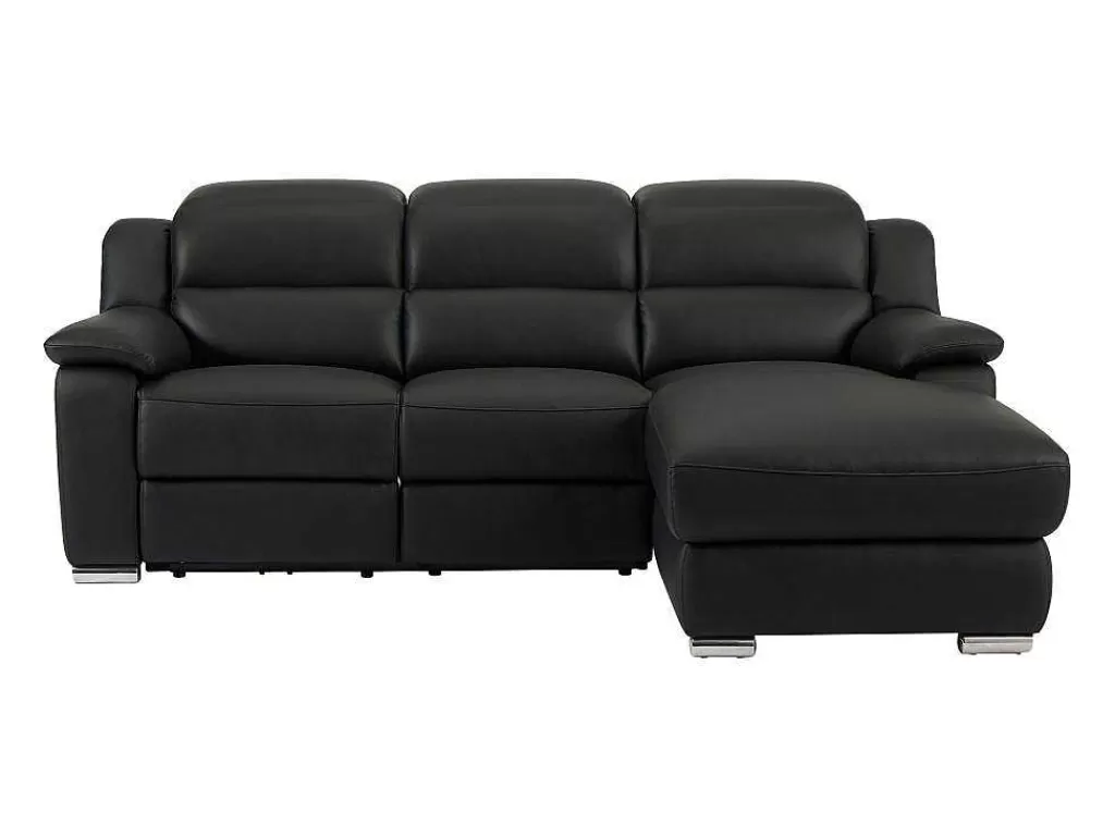 Sofá De Relaxamento Eletrico*Vente-unique Sofá De Canto Direito Articulado Eletrico Pele Preto - Arena Iii