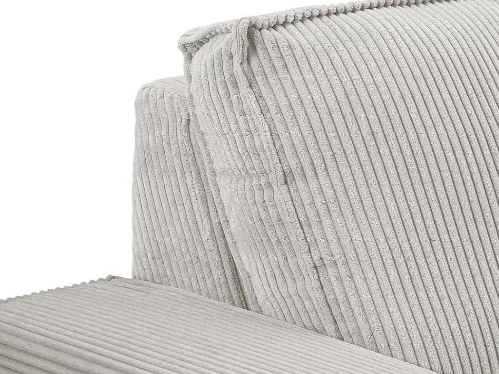 Promoções Sofás & Poltronas*Vente-unique Sofá De Canto Direito Articulado Eletrico Veludo Canelado Beige - Amelio