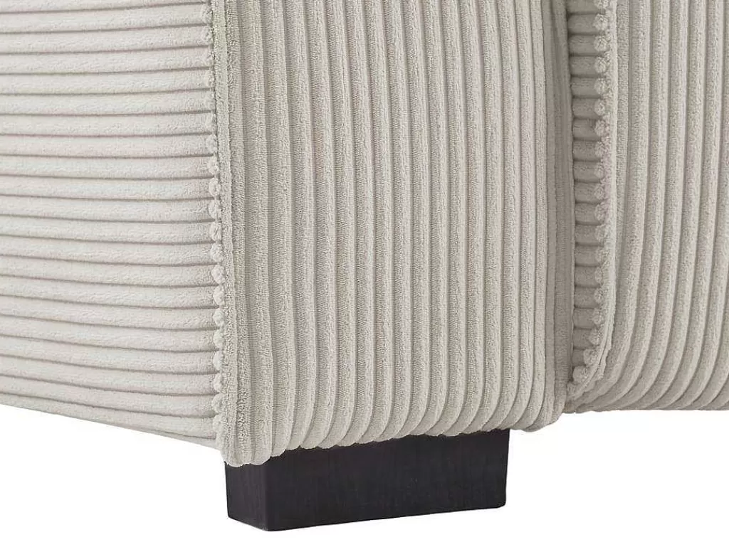 Promoções Sofás & Poltronas*Vente-unique Sofá De Canto Direito Articulado Eletrico Veludo Canelado Beige - Amelio