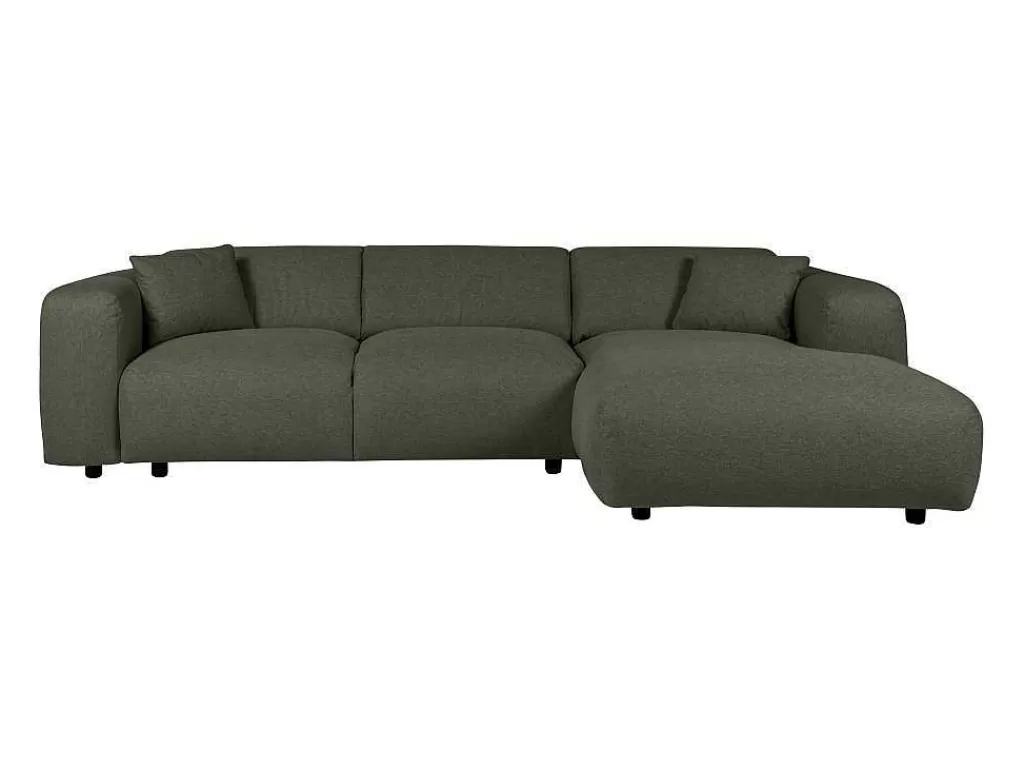 Promoções Sofás & Poltronas*Maison Céphy Sofá De Canto Direito Grande Em Tecido Matizado Verde - Pogni