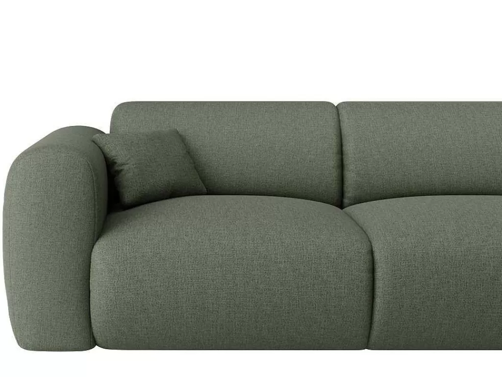 Promoções Sofás & Poltronas*Maison Céphy Sofá De Canto Direito Grande Em Tecido Matizado Verde - Pogni