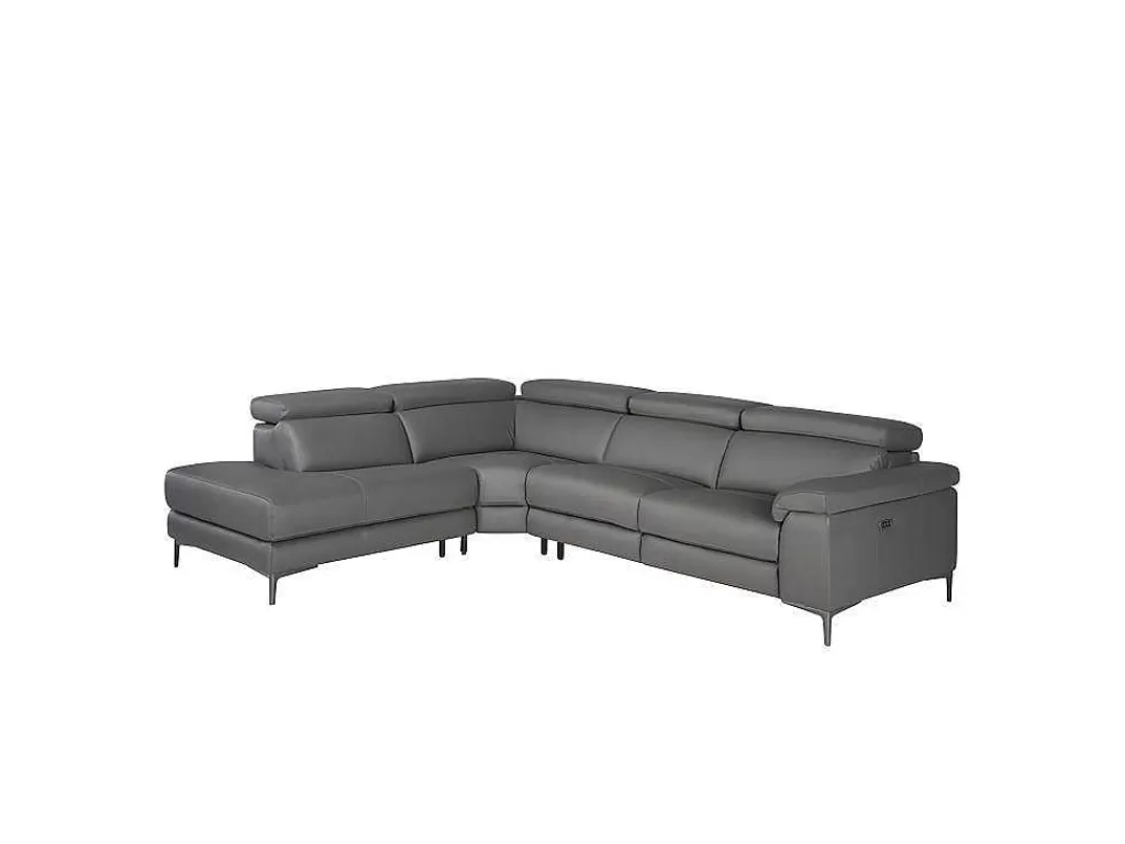 Promoções Sofás & Poltronas*Angel Cerda Sofá De Canto Em Couro Cinzento Estofado Em Couro Cinzento 6112