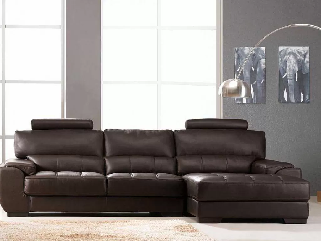 Promoções Sofás & Poltronas*LINEA Sofá Sofá De Canto Em Pele Castanho - Canto Direito - Metropolitan Ii