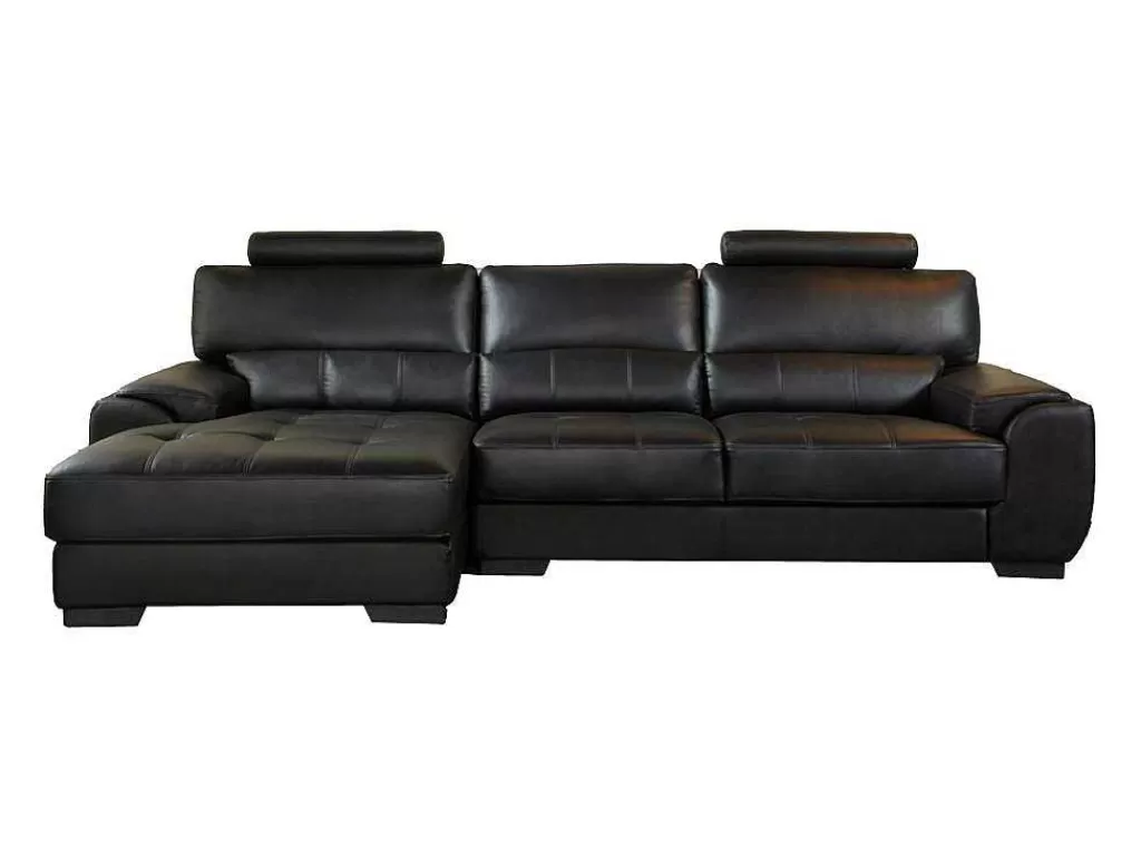 Promoções Sofás & Poltronas*LINEA Sofá Sofá De Canto Em Pele Preto - Canto Esquerdo - Metropolitan Ii