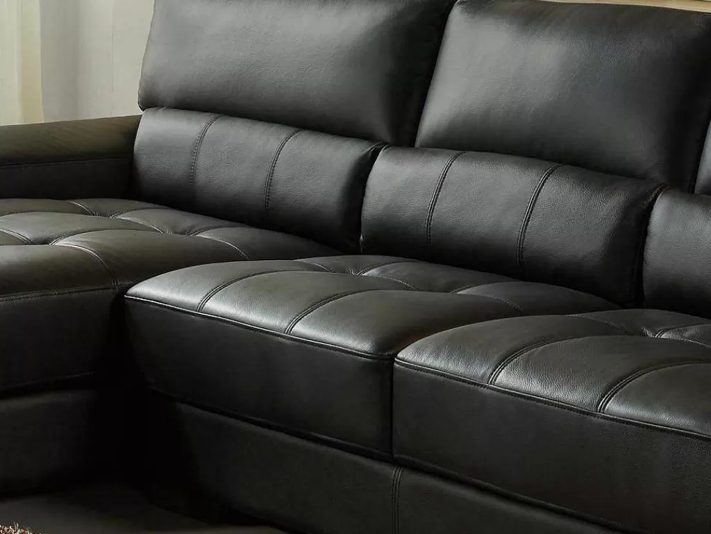 Promoções Sofás & Poltronas*LINEA Sofá Sofá De Canto Em Pele Preto - Canto Esquerdo - Metropolitan Ii