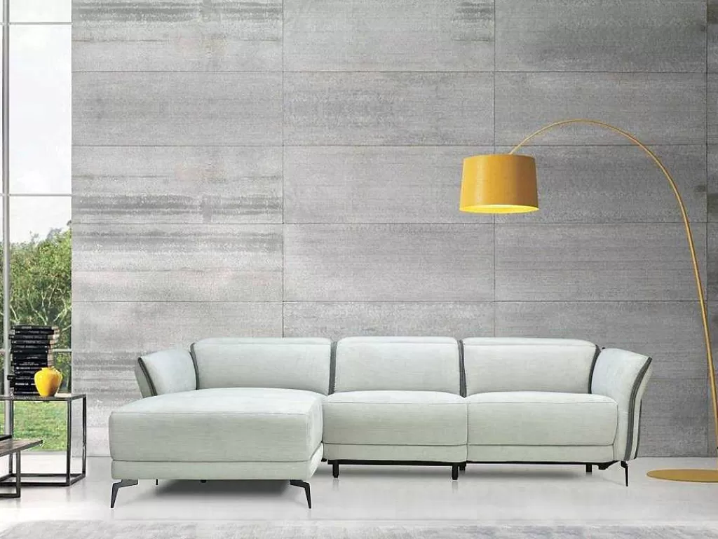Sofá De Relaxamento Eletrico*Vente-unique Sofá De Canto Esquerdo Articulado Eletrico Em Tecido Cinzento-Claro E Cinzento Antracite - Geraldine