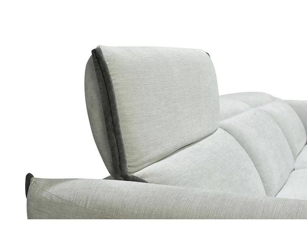 Sofá De Relaxamento Eletrico*Vente-unique Sofá De Canto Esquerdo Articulado Eletrico Em Tecido Cinzento-Claro E Cinzento Antracite - Geraldine