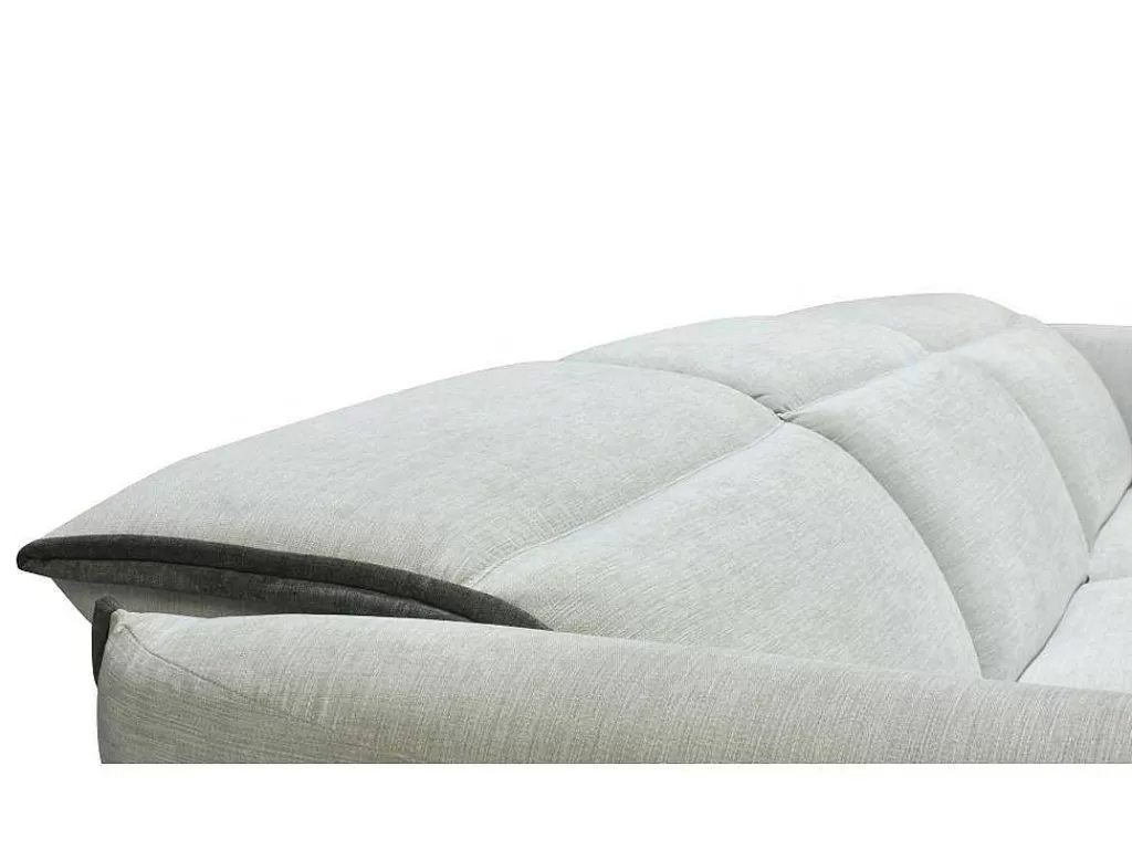 Sofá De Relaxamento Eletrico*Vente-unique Sofá De Canto Esquerdo Articulado Eletrico Em Tecido Cinzento-Claro E Cinzento Antracite - Geraldine