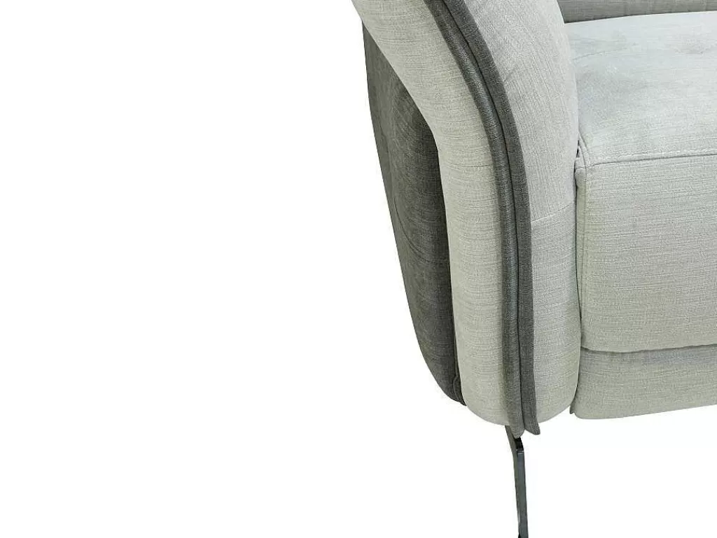 Sofá De Relaxamento Eletrico*Vente-unique Sofá De Canto Esquerdo Articulado Eletrico Em Tecido Cinzento-Claro E Cinzento Antracite - Geraldine