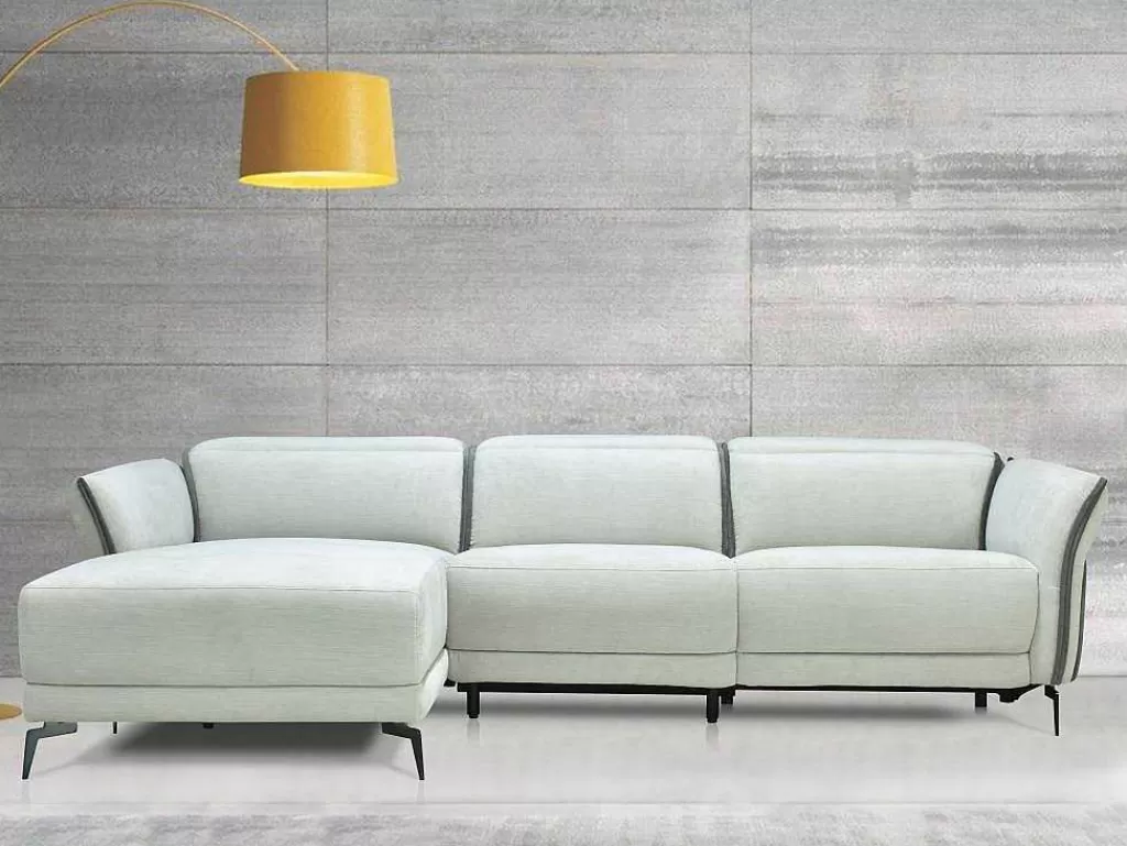 Sofá De Relaxamento Eletrico*Vente-unique Sofá De Canto Esquerdo Articulado Eletrico Em Tecido Cinzento-Claro E Cinzento Antracite - Geraldine