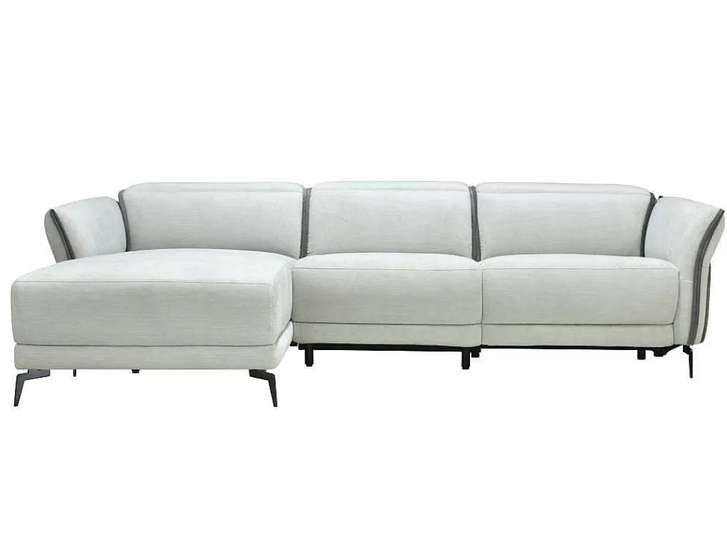 Sofá De Relaxamento Eletrico*Vente-unique Sofá De Canto Esquerdo Articulado Eletrico Em Tecido Cinzento-Claro E Cinzento Antracite - Geraldine