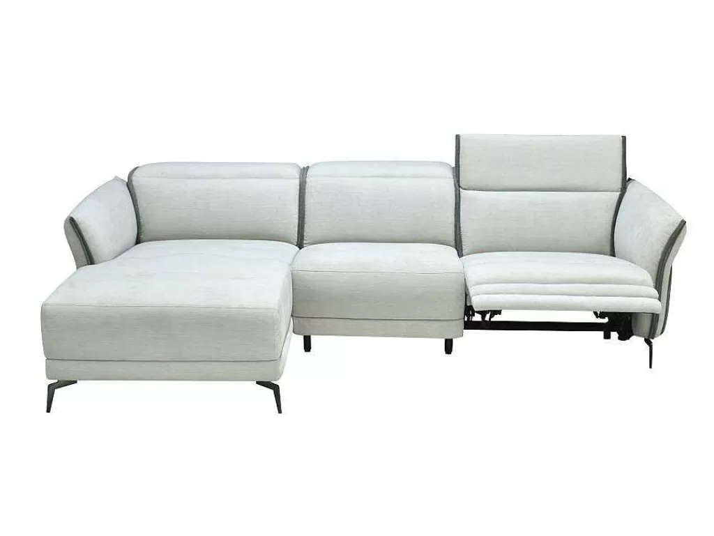 Sofá De Relaxamento Eletrico*Vente-unique Sofá De Canto Esquerdo Articulado Eletrico Em Tecido Cinzento-Claro E Cinzento Antracite - Geraldine