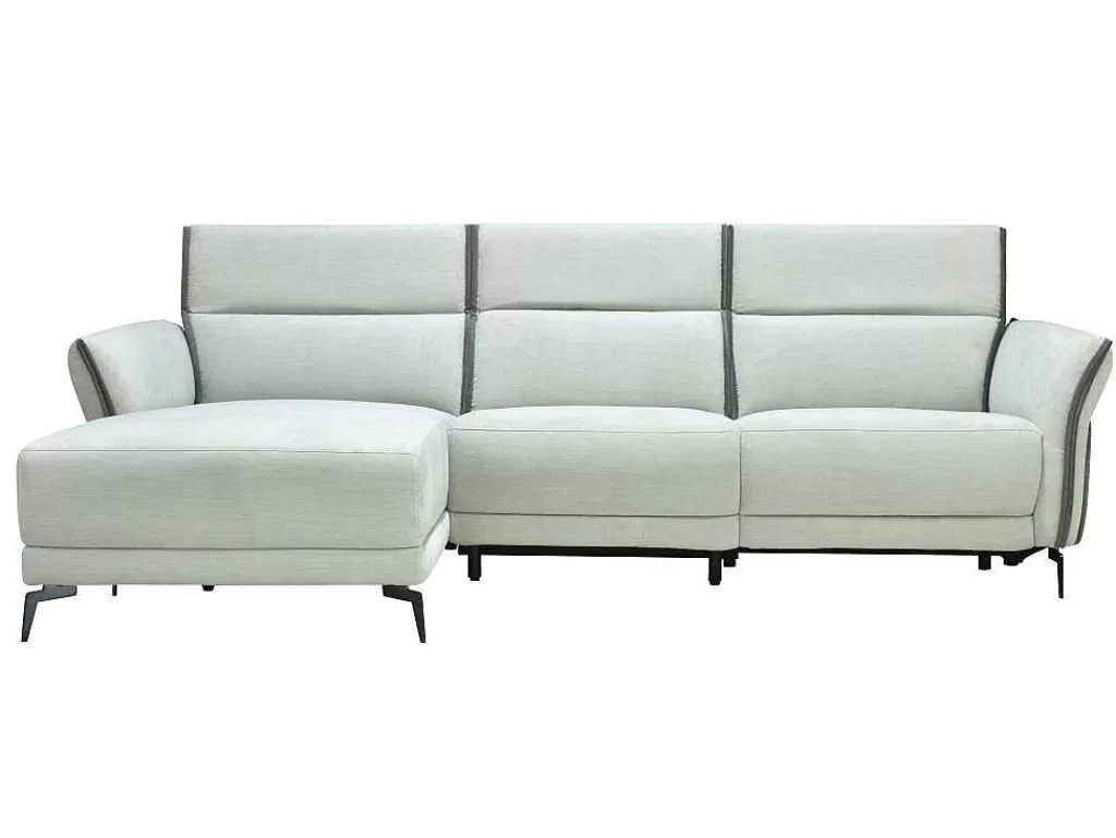 Sofá De Relaxamento Eletrico*Vente-unique Sofá De Canto Esquerdo Articulado Eletrico Em Tecido Cinzento-Claro E Cinzento Antracite - Geraldine