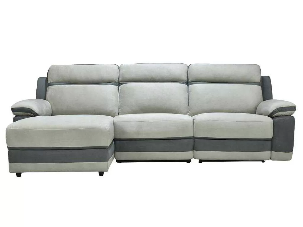 Sofá De Relaxamento Manual*Vente-unique Sofá De Canto Esquerdo Articulado Microfinra Cinzento-Claro E Faixas Antracite - Talca