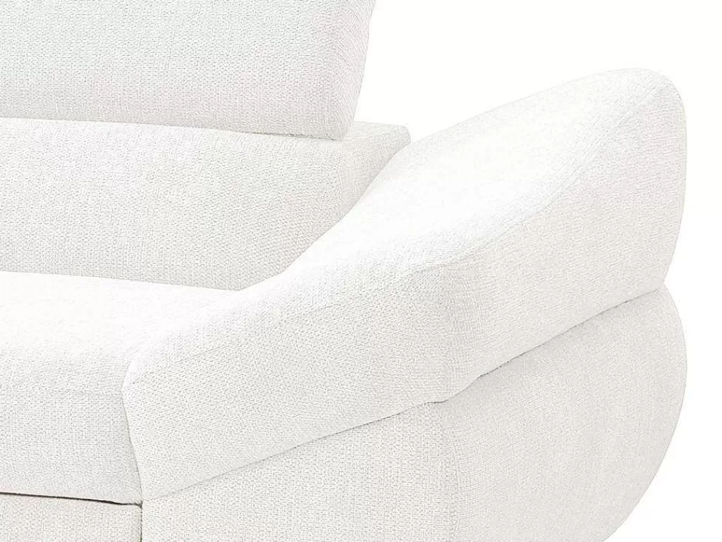 Sofá*Vente-unique Sofá De Canto Esquerdo Convertivel Em Tecido Texturizado Branco - Dalias