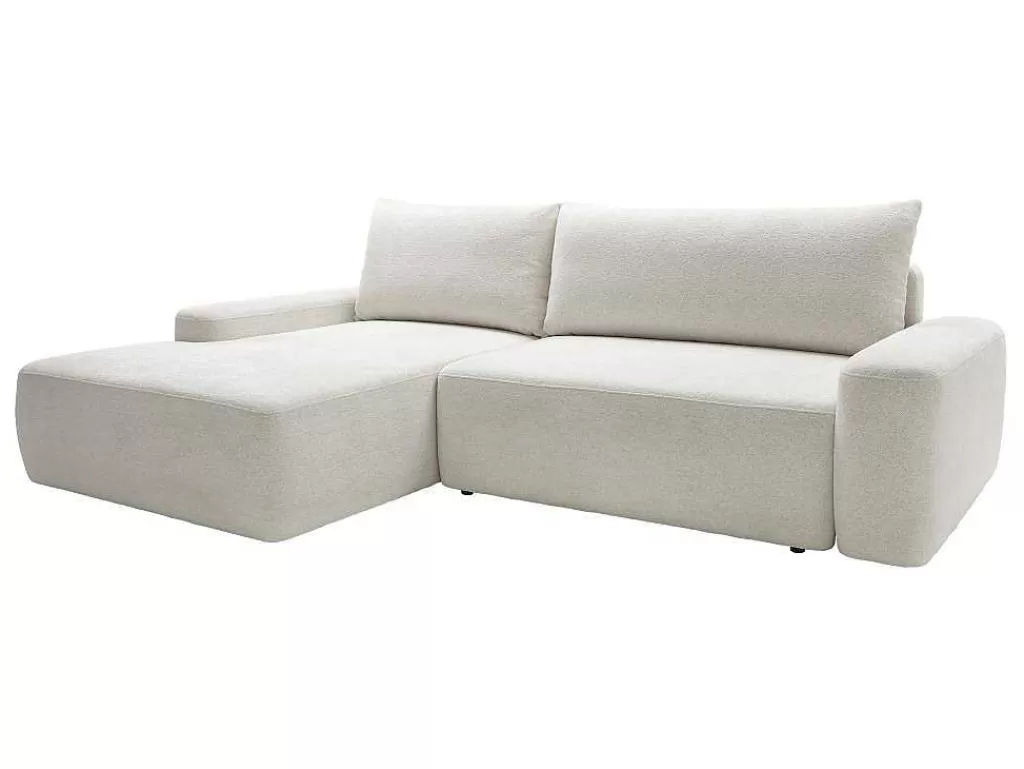 Sofá De Canto*Vente-unique Sofá De Canto Esquerdo Convertivel Em Tecido Texturizado Creme - Daviso