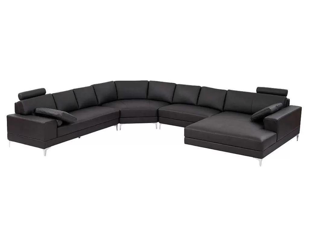 Promoções Sofás & Poltronas*LINEA Sofá Sofá De Canto Panorâmico 7 Lugares Pele De Qualidade Superior Castanho - Canto Direito - Donatello Ii