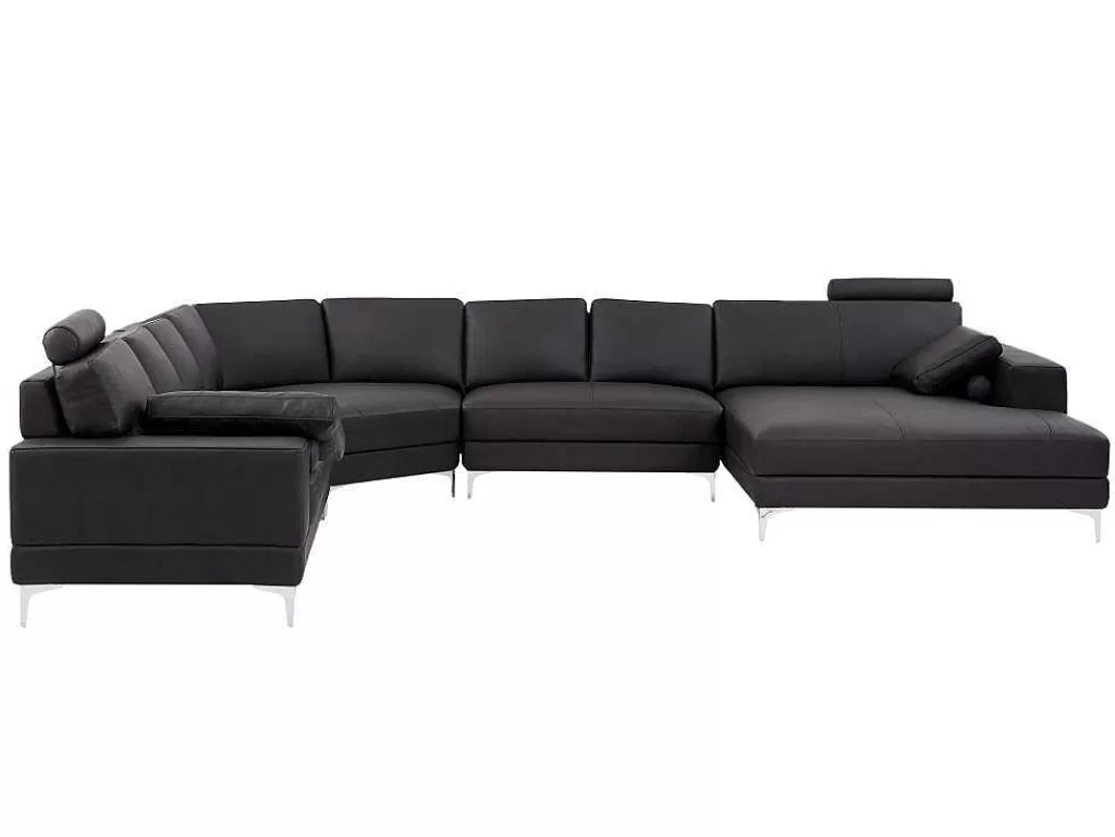 Promoções Sofás & Poltronas*LINEA Sofá Sofá De Canto Panorâmico 7 Lugares Pele De Qualidade Superior Castanho - Canto Direito - Donatello Ii