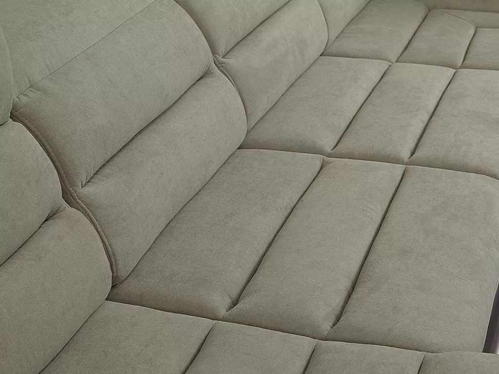 Sofá Panorâmico*Vente-unique Sofá De Canto Panorâmico Convertivel Em Cama Em Tecido E Pele Sintética Bicolor Bege E Castanho - Canto Esquerdo - Boileau