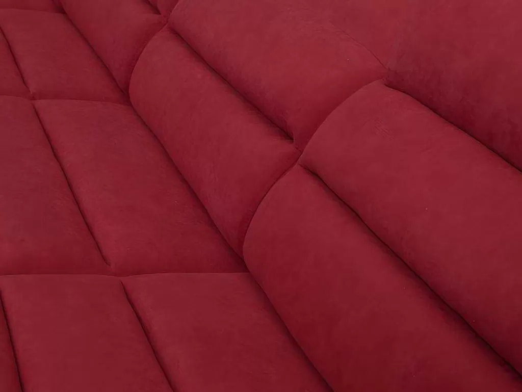 Sofá Panorâmico*Vente-unique Sofá De Canto Panorâmico Modular Em Tecido E Pele Sintéticabicolor Vermelho E Preto - Canto Direito - Boileau