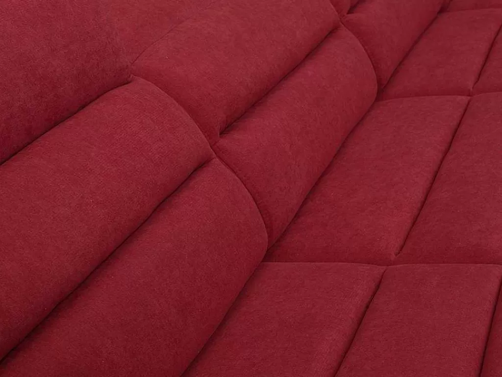 Sofá Panorâmico*Vente-unique Sofá De Canto Panorâmico Modular Em Tecido E Pele Sintéticabicolor Vermelho E Preto - Canto Esquerdo - Boileau