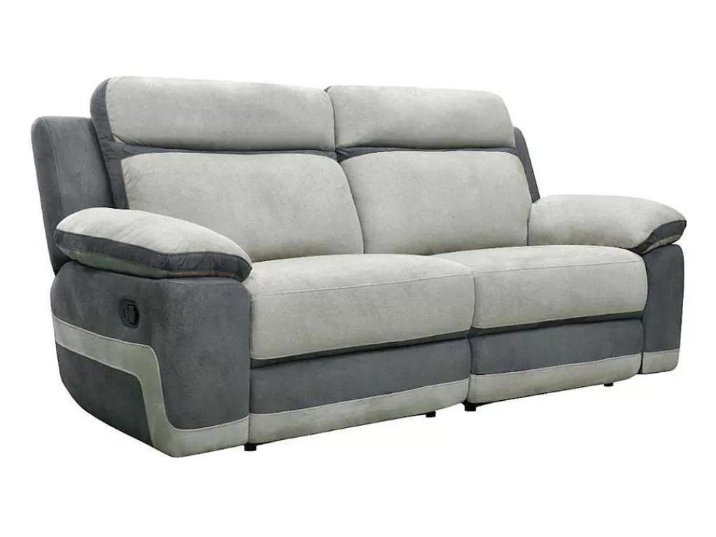 Sofá De Relaxamento Manual*Vente-unique Sofá E Cadeirão Relax Em Microfibra Cinza Claro E Antracite - Talca