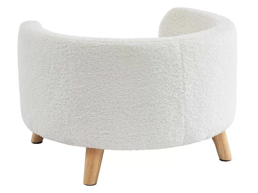 Acessórios Para Animais De Estimação*Vente-unique Sofá Para Animais Em Tecido Boucle E Pés De Madeira D.56 X A.35 Cm Branco - Misia