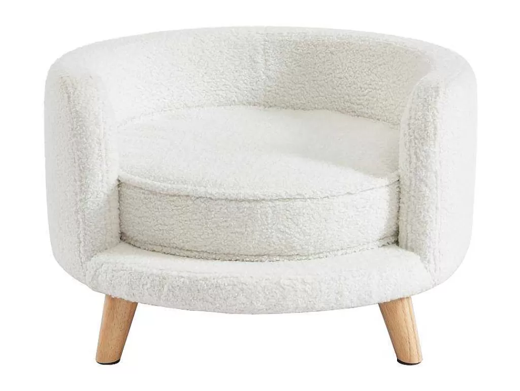 Acessórios Para Animais De Estimação*Vente-unique Sofá Para Animais Em Tecido Boucle E Pés De Madeira D.56 X A.35 Cm Branco - Misia