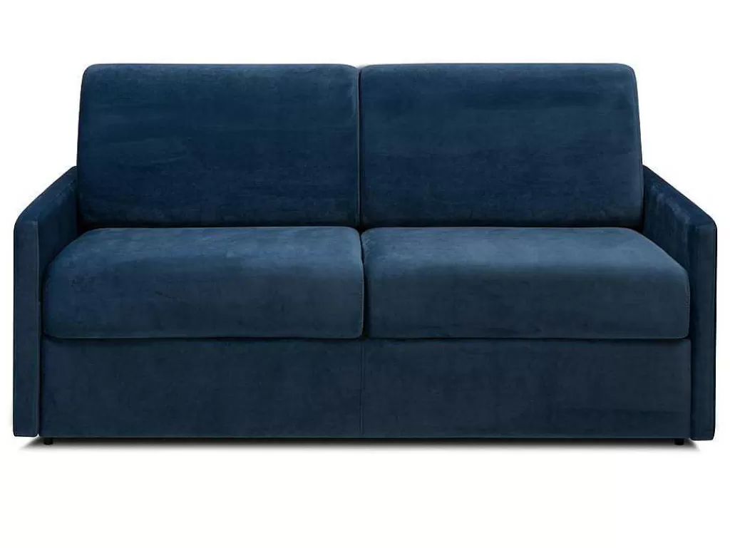 Sofá Cama De Abertura Rapida*Vente-unique Sofá-Cama De 3 Lugares Com Abertura Expresso De Veludo Azul Meia-Noite - Cama De 140 Cm E Colchão De 14 Cm - Calife
