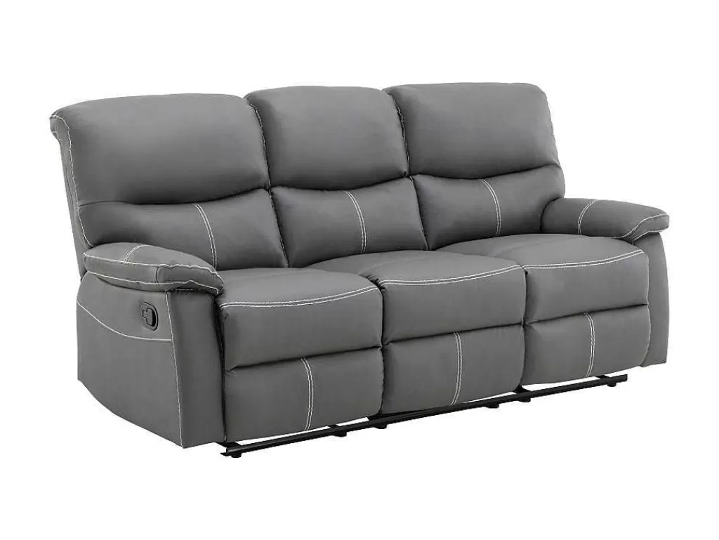 Conjunto De Sofá*Vente-unique Sofás De 3+2 Lugares Articulados Em Pele Sintética Cinza - Canby