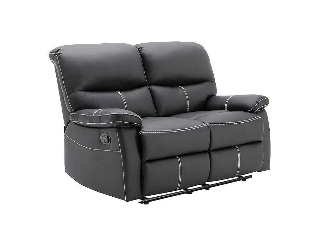 Conjunto De Sofá*Vente-unique Sofás De 3 + 2 Lugares Relax Em Pele Sintética Cor Preto - Canby