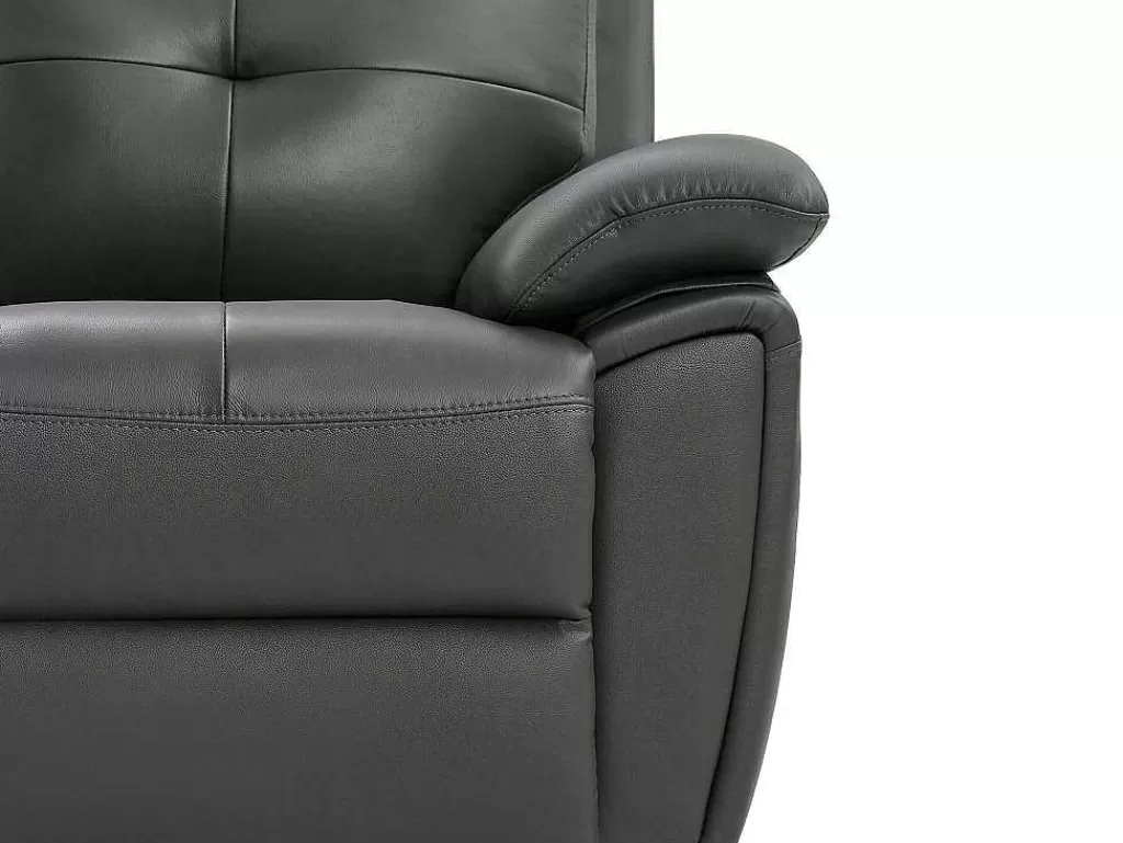 Conjunto De Sofá*Vente-unique Sofás De 3 Lugares E De 2 Lugares Articulados Em Pele Cinzento - Vineta