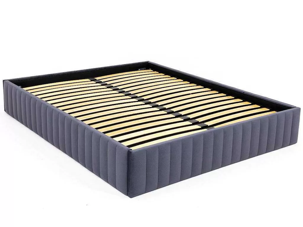 Sommier*Ysmée Sommier Com Arrumação 140 X 190 Cm Em Veludo Cinzento - Sethi Da Dreamea