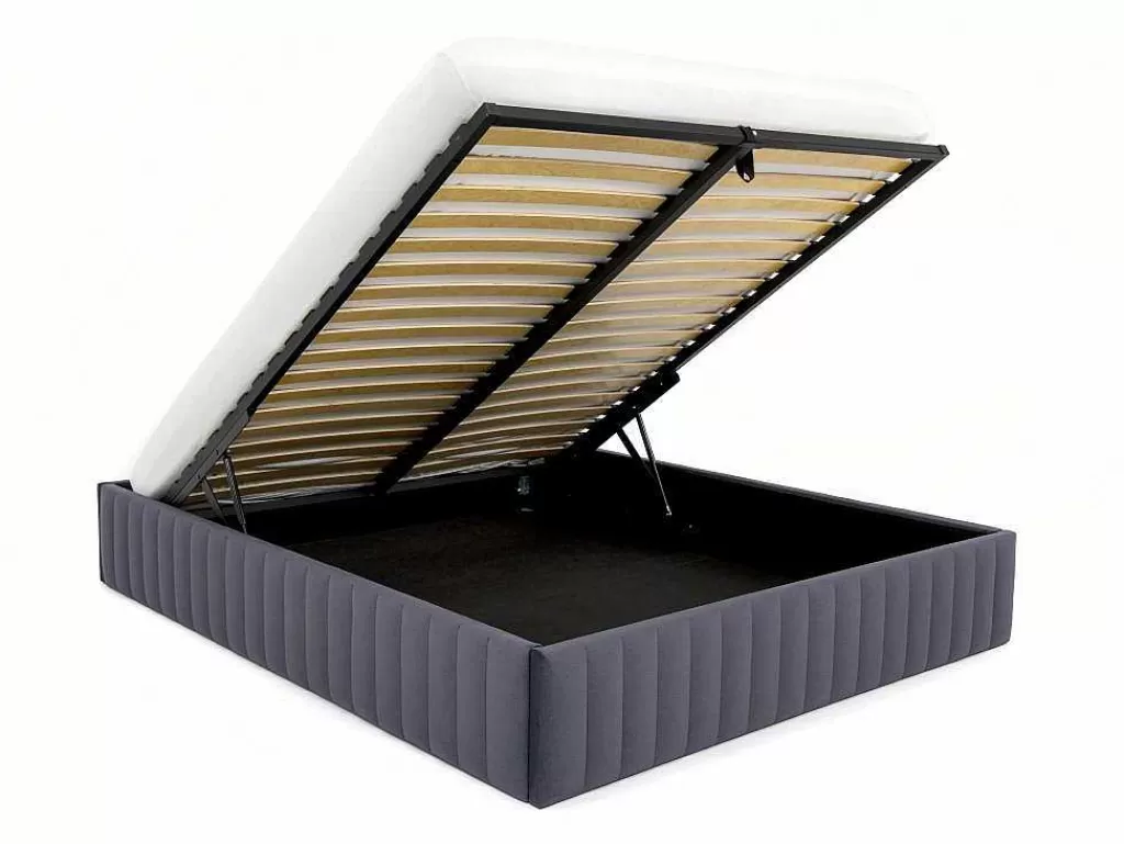 Sommier*Ysmée Sommier Com Arrumação 140 X 190 Cm Em Veludo Cinzento - Sethi Da Dreamea