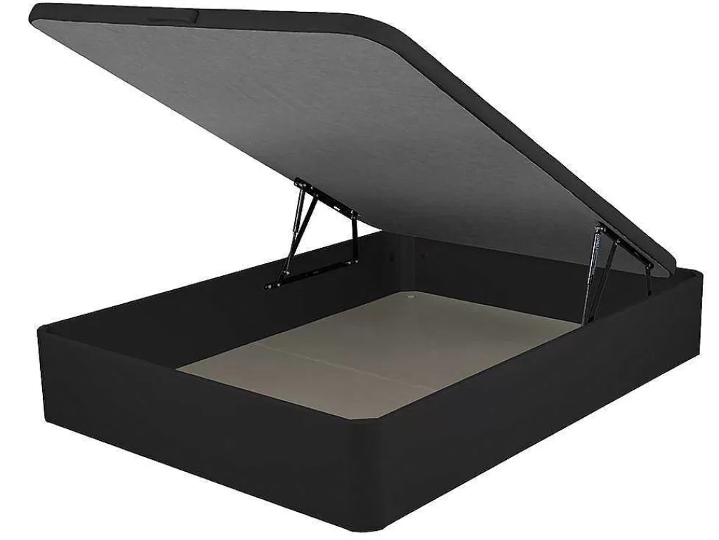 Sommier*Ysmée Sommier Com Bau Oniry Em Pele Sintética Da Ysmee - 160X200 Cm - Preto Mate