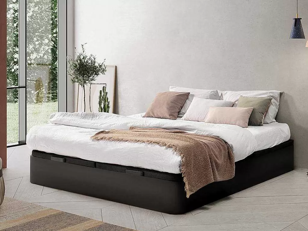 Sommier*Ysmée Sommier Com Espaco De Arrumação Hestia Da Ysmee Cor Preto Mate De 180 X 200 Cm