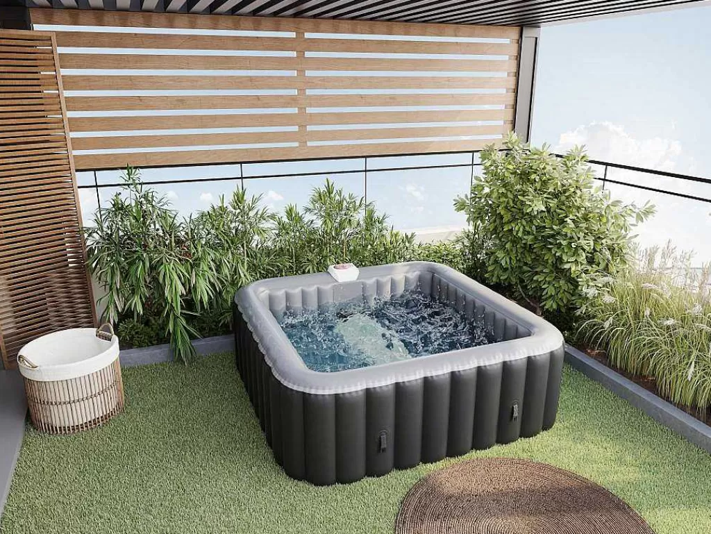 Spa Insuflável*VOGUE SPA Spa Insuflável Quadrado 6 Péssoas - C185 X L185 X A65 Cm - 140 Saidas De Ar - Preto E Cinza - B-Cosy