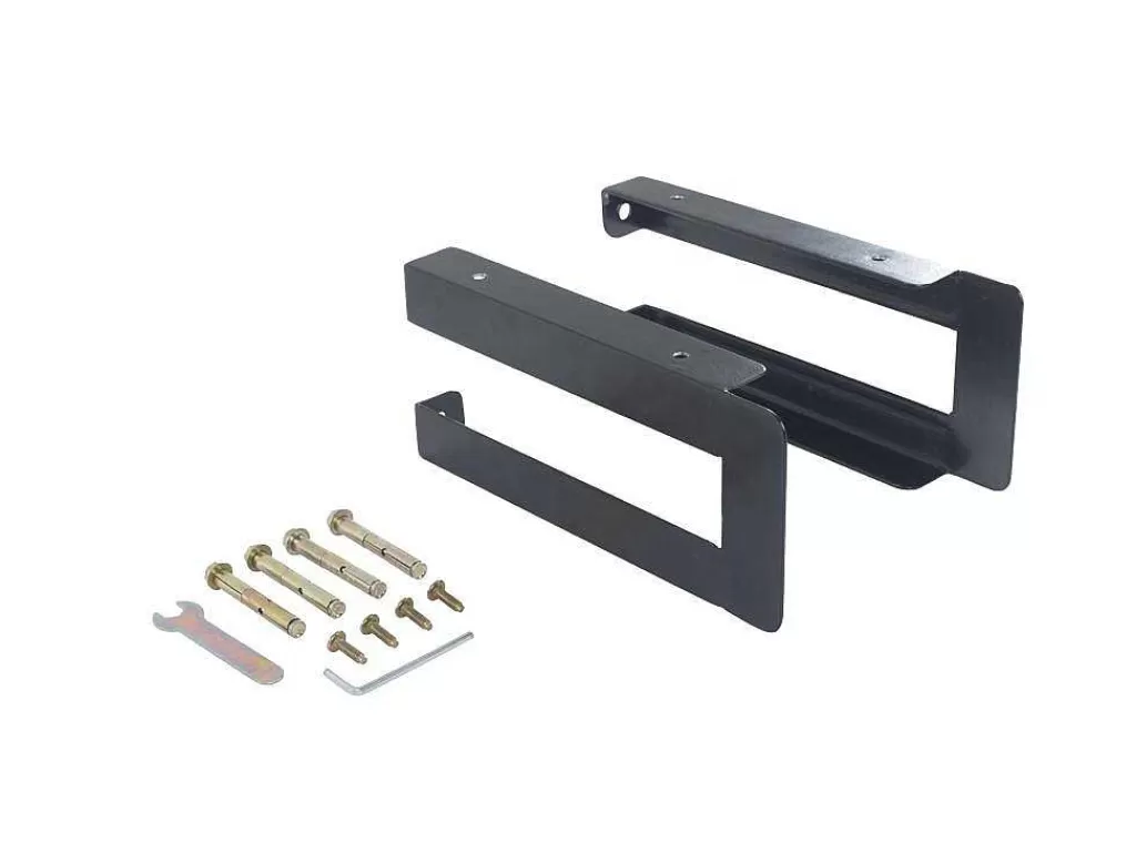Móvel De Parede Para Casa De Banho*Vente-unique Suporte Suspenso Em Teca Escura Com Esquadros De Fixacao Pretos De 120 X 50 Cm - Sukawati