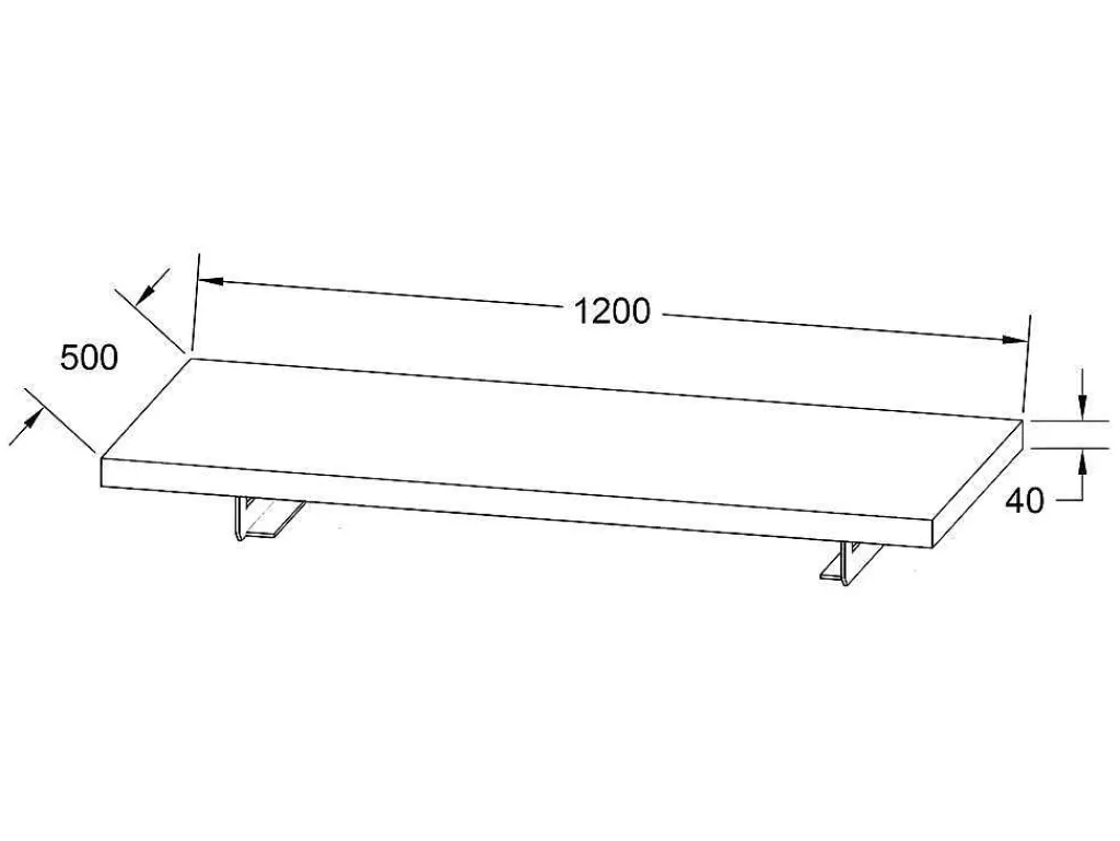 Móvel De Parede Para Casa De Banho*Vente-unique Suporte Suspenso Em Teca Escura Com Esquadros De Fixacao Pretos De 120 X 50 Cm - Sukawati
