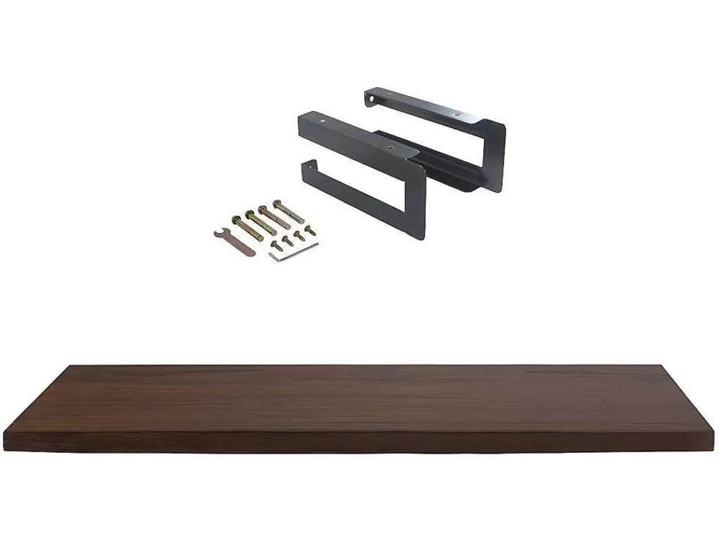 Promoções Casa De Banho & Bem-Estar*Vente-unique Suporte Suspenso Em Teca Escura Com Esquadros De Fixacao Pretos De 150 X 50 Cm - Sukawati