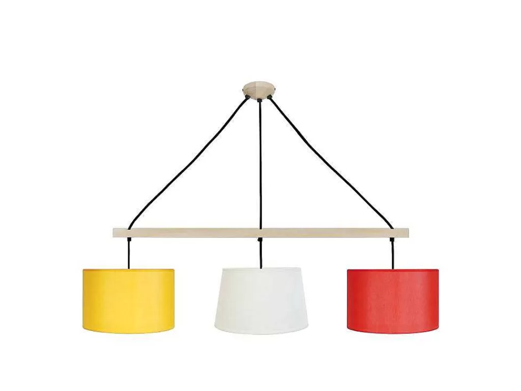 Lustre*TOSEL Suspensao Amesterdham Tecido Feixe Amarelo D80 X H80 Cm