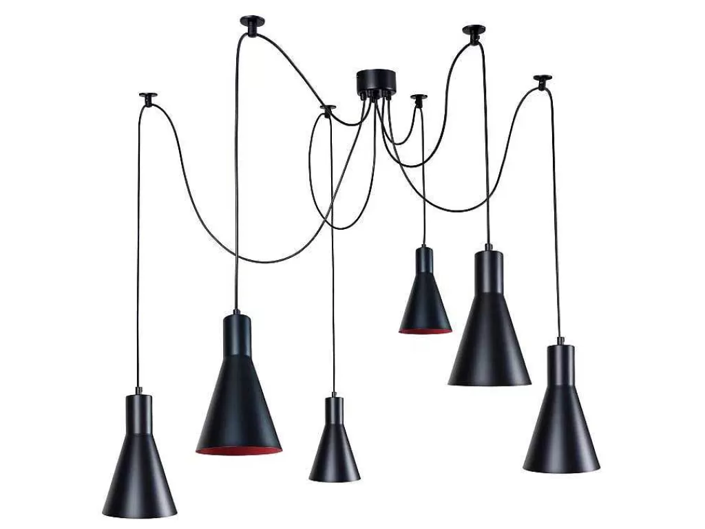 Lustre*TOSEL Suspensao Krake Tecido Quadrado Castanho D17 X H80 Cm