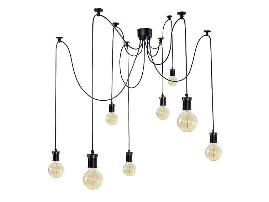 Lustre*TOSEL Suspensao Krake Tecido Quadrado Cinza D17 X H80 Cm