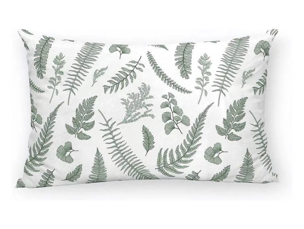 Roupa De Cama*Purline Taie D'Oreiller 100% Coton 1 Piece Blanc A Feuilles Vertes 80X80