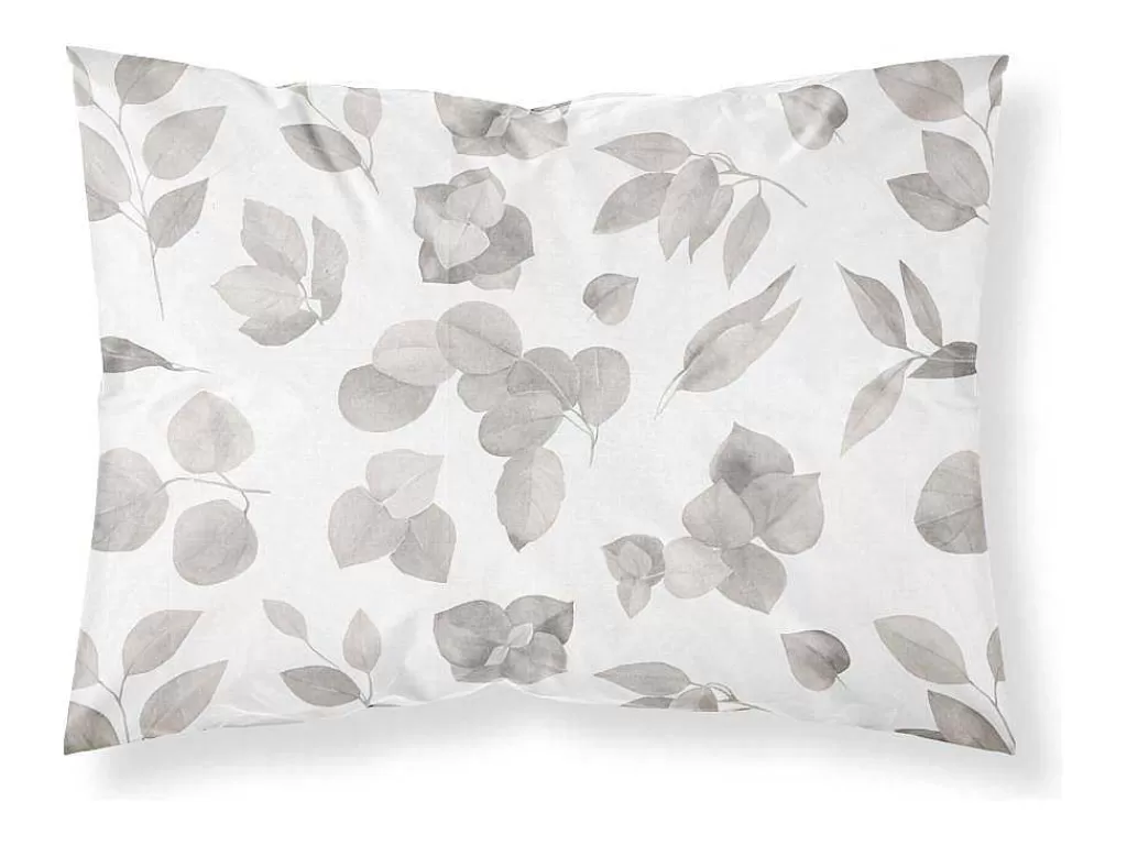 Roupa De Cama*Purline Taie D'Oreiller 100% Coton 1 Piece Blanc A Fleurs Beiges 80X80