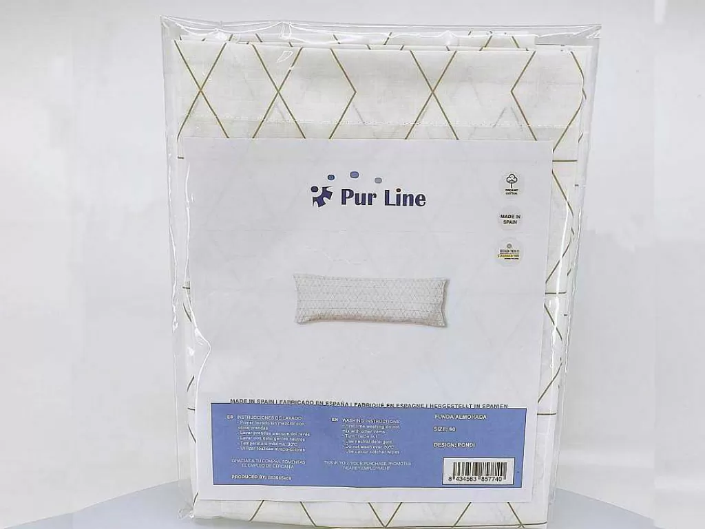 Roupa De Cama*Purline Taie D'Oreiller 100% Coton 1 Piece Blanc A Rayures Vertes 45X125