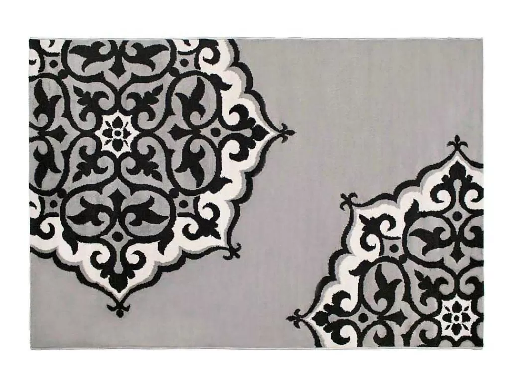 Tapete Grande*OZAIA Tapete 200 X 290 Cm Em Polipropileno Cinza E Preto - Rosia