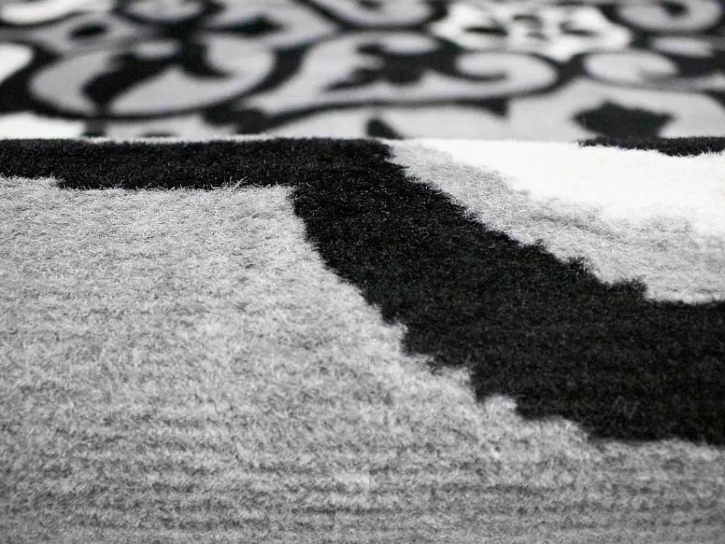 Tapete Grande*OZAIA Tapete 200 X 290 Cm Em Polipropileno Cinza E Preto - Rosia