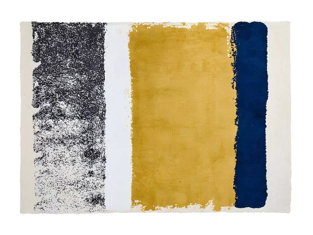 Tapete Pequeno*OZAIA Tapete Camden - Poliester - 120 X 170 Cm - Mostarda, Azul-Marinho, Cinza