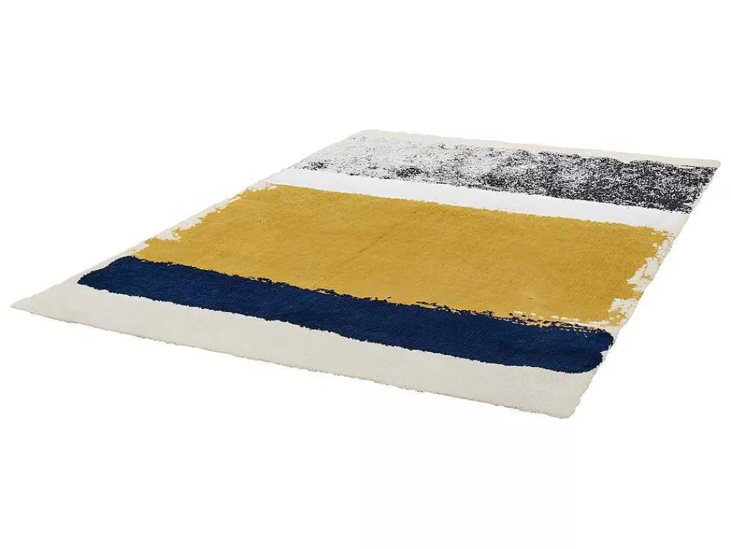 Tapete Pequeno*OZAIA Tapete Camden - Poliester - 120 X 170 Cm - Mostarda, Azul-Marinho, Cinza
